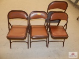 1 Lot of 4 brown folding chairs