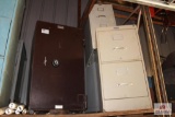 3 two drawer filing cabinets with safe