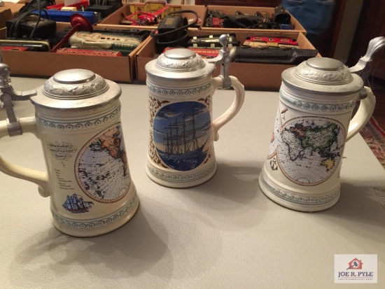 Lot of three 3 steins