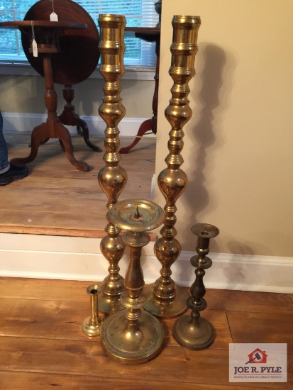 Lot of brass candle sticks