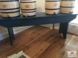 Blue painted primitive bench