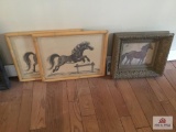 Three horse theme framed prints