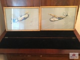Two WWII fighter plane prints signed: Jaffie