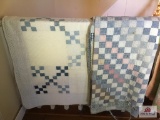 Two 2 well loved hand stitched quilts full size
