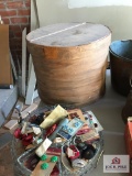Wood cheese box and vintage buttons