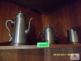 pewter tea pot creamer & sugar