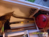 yard tools gas can rakes, shovels