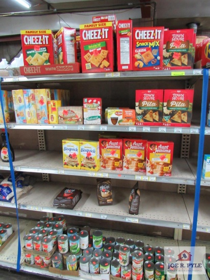 4 ft section of crackers, tea, canned food