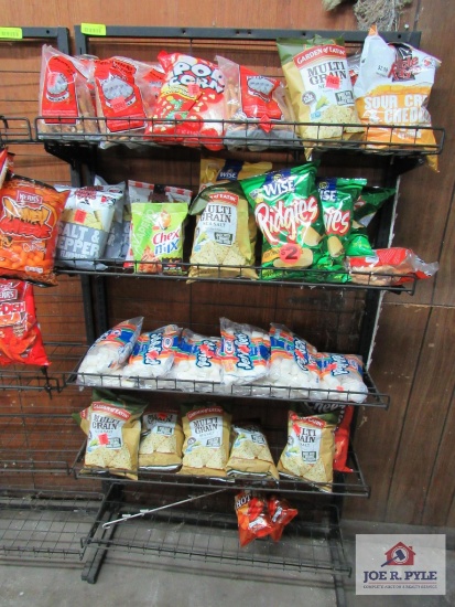 4ft shelf w contents chips