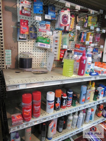 4 ft section of HBA items shaving cream'