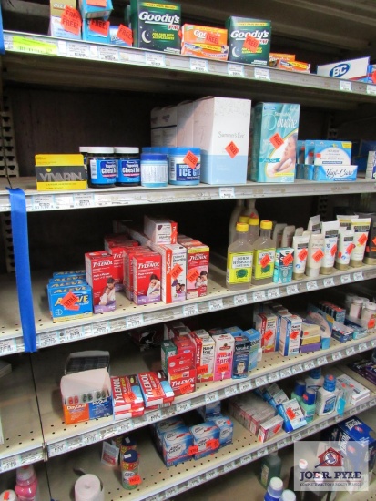 4 ft section of tooth paste, douches, Alieve, etc.