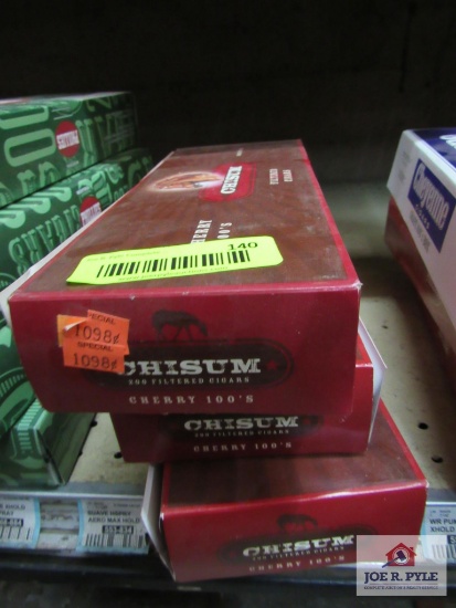 3 cartons of Chisum cherry cigars