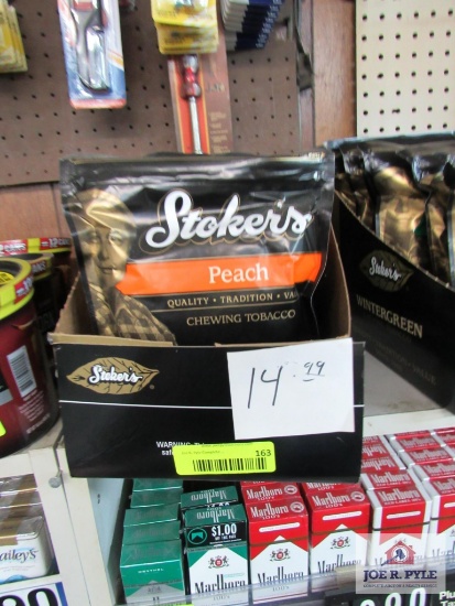lot of 5 stokers peach chewing tobacco