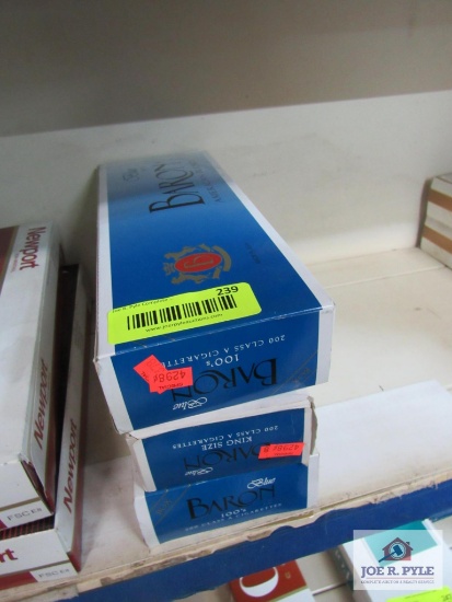 3 cartons of baron cigs