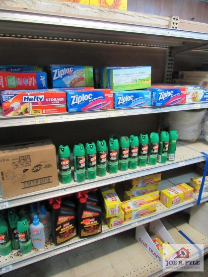 4 ft section of zip lock bags bug spray, etc.
