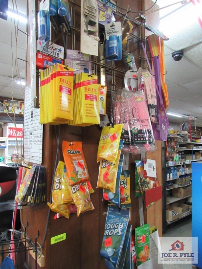 2 ft section of cough drops, razors, fly swatters, etc.