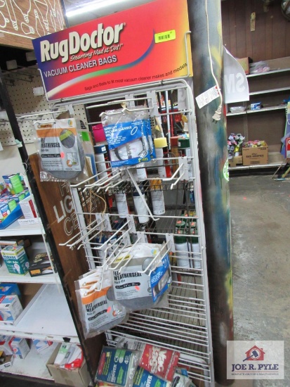 2 ft shelf w contents sweeper bags, sweeper belts, weather seal