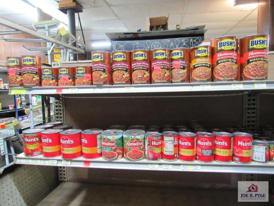 4 ft section of beans, tomatoes, approx. 60 cans