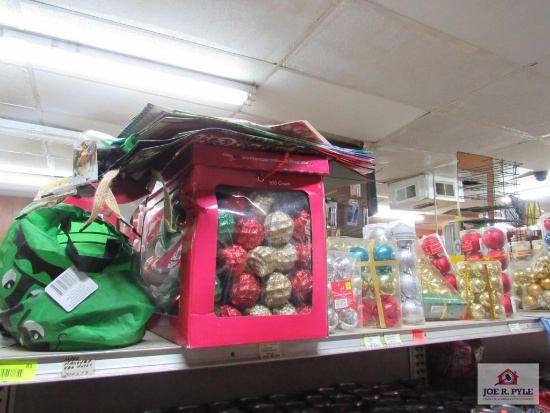 4 ft shelf of misc. Christmas items