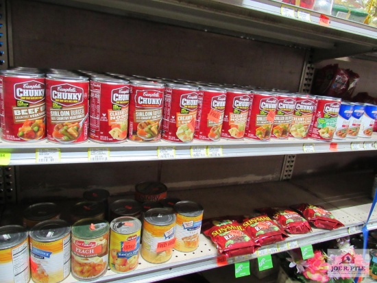 chunky soup approx. 70 cans, peach pie feeling