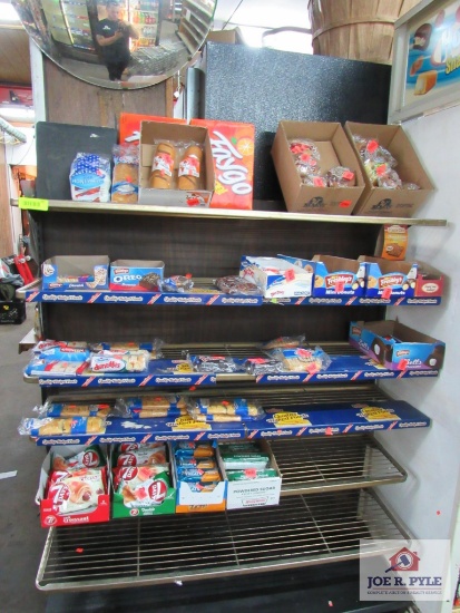 4 ft shelf w section of snack cakes
