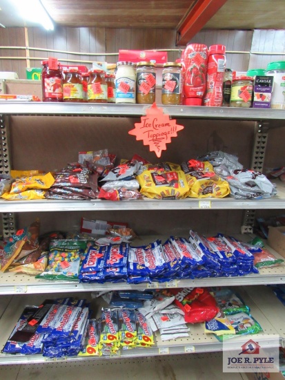 4 ft section of ice cream toppings, candy