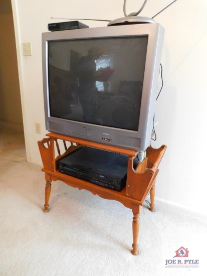 TV, VHS player & stand, converter & antenna