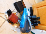 Black & Decker handvac, Tasco binoculars 10x50mm & flask