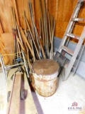 Garden tools, rakes, hoes, shovels, post hole diggers, ladder (tools & ladder only)
