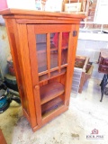 Small oak cabinet (glass missing on lower portion)