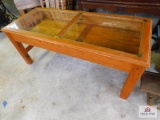 Wormy chestnut display coffee table