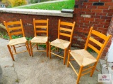 4 Woven bottom chairs