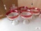 Ruby glass trimmed pedestal bowls