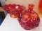 Amberina pedestal covered candy bowl