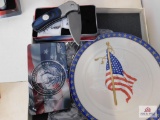 Semper Fi Knife & Stars & Stripes collectible plate