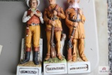 3 Ceramic statues of Jim Bowie, Daniel Boone & Kit Carson