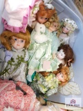 Large group of porcelain dolls