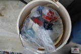 5 Baskets of electrical parts, fasteners, paint rollers, plumbing equipment, hammers, taping knives,