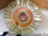 Carnival glass, fluted edge bowl