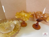 Amber hobnail fluted small bowl