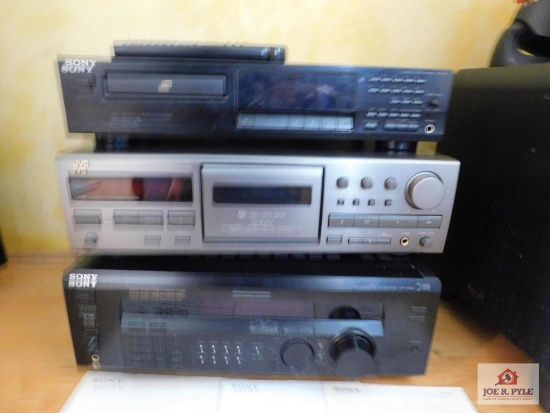 Sony DVD player, Sony FM stereo, FM/AM receiver, JVC cassette deck & Sony remote commander