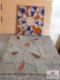 2 Pieces of leaded stained glass