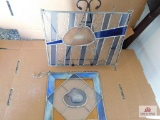 2 Pieces of leaded stained glass