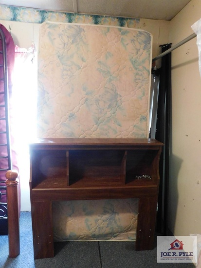 Single headboard, frame, box springs and mattress