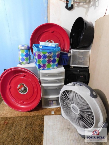 3- 24" wreath holders, fan and various other storage units