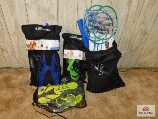 Scuba gear and badminton set