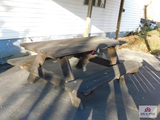Outdoor wooden picnic table