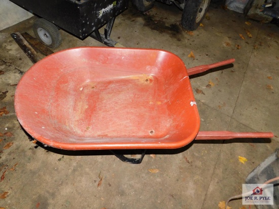 Red TrueTemper wheelbarrow