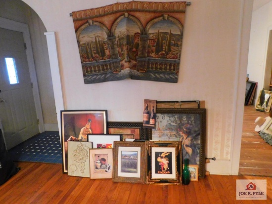 Tapestries and framed pictures