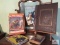 WWII era military items: Leatherneck magazines, Navy charm, scrapbook , etc.
